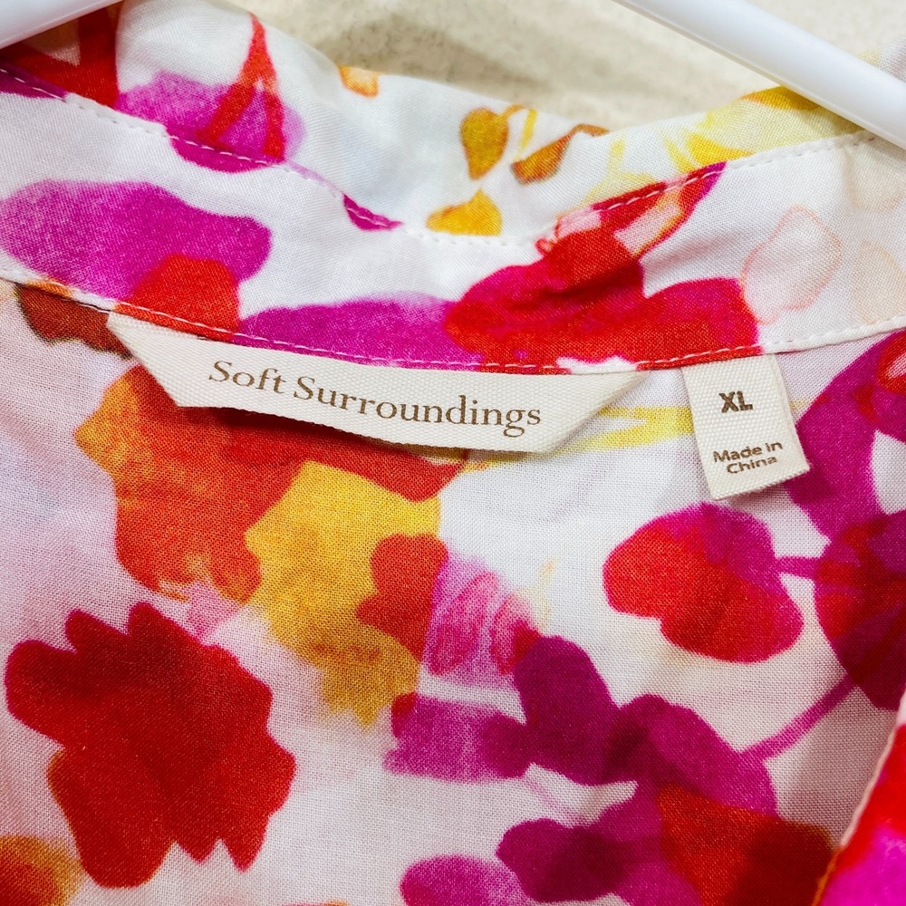 Soft‎ Surroundings Size XL Sleeveless Collared Shirt Dress Rayon Multicolor - Picture 4 of 7